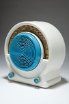 Rare Radialva ”Super-Boum” Radio in White Plaskon with Blue Trim